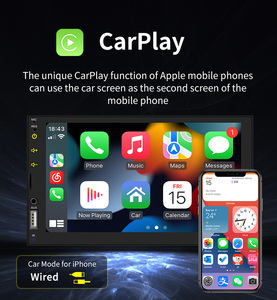 BQCC Écran Tactile 7 Pouces <span class=keywords><strong>2</strong></span> <span class=keywords><strong>DIN</strong></span> CarPlay GPS Multimédia HD Stéréo <span class=keywords><strong>Autoradio</strong></span> MP5 Radio FM AM Lecteur DVD de Voiture Android Auto - Product Image 3