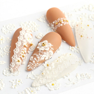 Pegatinas 5D en relieve para <span class=keywords><strong>uñas</strong></span> con diseño <span class=keywords><strong>de</strong></span> <span class=keywords><strong>tulipanes</strong></span>, rosas y mariposas, estilo francés, para manicura - Product Image 2