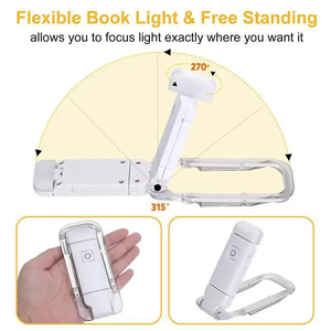 USB Rechargeable Clip-on Reading <b>Light</b> – <b>Mini</b> <b>LED</b> Book <b>Light</b> with Adjustable Brightness, Eye Protection, Portable Small Lamp for - Product Image 3
