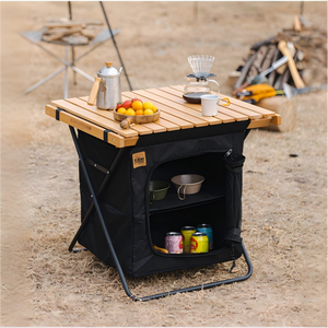 Armadietti Pieghevoli da Esterno, Mobile Multifunzionale in Legno Massello, Design Minimalista, Base a Croce, Portatile <span class=keywords><strong>per</strong></span> <span class=keywords><strong>Campeggio</strong></span>, Grande Capacità - Product Image 4