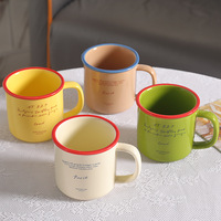 Tasse à café rétro style Ins, en grès coloré, personnalisable avec logo, emballage en boîte blanche, pour eau, petit-déjeuner, lait