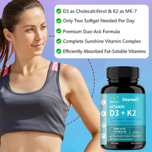 Complément N30 Vitamine D3 K2 Quercétine Vitamine B6 Zinc Magnésium 5000 UI D3 120 µg K2 100 Gélules Souples Sans OGM Huile de Poisson - Product Image 3