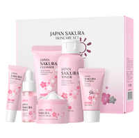 Ensemble de 6 produits de soins de la peau Sakura en gros: Nettoyant pour le visage Toner Lotion de soin de la peau Essence Crème pour les yeux Essence OEM