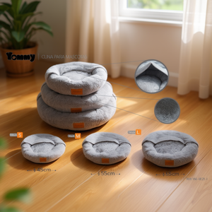 Set di Tre Pezzi per Lettini per Animali Domestici: Nido Rotondo e Coperta in Velluto Artico, Colore Grigio - Product Image 3