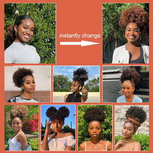 10 pouces énorme grand cordon <span class=keywords><strong>chignon</strong></span> mat haute température fibre synthétique afro bouffée moelleux rouleau explosif perruque <span class=keywords><strong>de</strong></span> cheveux africains - Product Image 2
