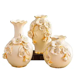 Set Vas Bunga Eropa Klasik Dekorasi Rumah Mewah Keramik Phalaenopsis Vaso Perlengkapan Vas Eropa Klasik Buatan Tangan