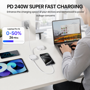 Câble USB-C rétractable portable BB43-2, charge rapide 240W, 3 niveaux 35/60/100cm, <span class=keywords><strong>cordon</strong></span> magnétique Type-C pour utilisation nomade - Product Image 4