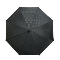 Parapluie Droit Automatique Personnalisé en Gros, 30 Pouces, 8 Baleines, Cadre en Fibre de Verre, Coupe-Vent, Noir, Tissu Pongee 190T, Poignée en Cuir