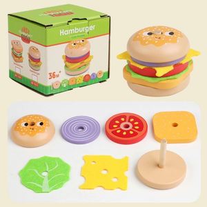 Ensemble de nourriture en bois pour enfants : kits de jeu de simulation de hamburgers, frites et sandwichs pour tout-petits - Product Image 4