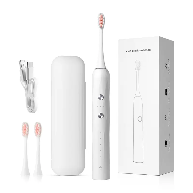 Cepillo de dientes eléctrico sónico con Logo personalizado, luz Led de lujo, para blanquear los dientes, recargable