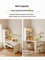 Escritorio Esquinero de Lujo en MDF con Estantería Integrada, Diseño Moderno y Ligero para el Hogar, Dormitorio, Uso con Computadora, Almacenamiento de Libros
