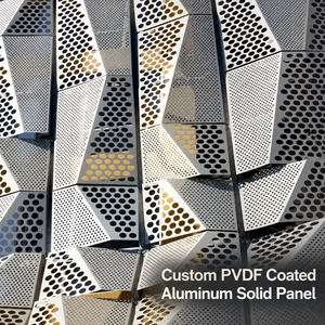 Mur rideau perforé pliable dynamique, panneau solide en aluminium revêtu de PVDF sur mesure pour la décoration créative de façades commerciales - Product Image 1