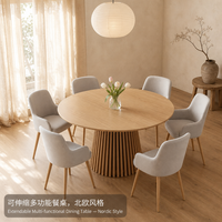 Table extensible haut de gamme en bois naturel avec base robuste, ensemble de salle à manger pour restaurant et maison