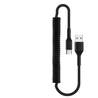 Sesuaikan Kabel Pengisian Daya Ponsel Mobil, Kabel Pengisian Daya Ponsel Mobil, Kabel Pengisian Daya Cepat, Pegas, USB Fleksibel, Pengisian Daya Cepat 1M 1.8M