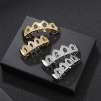 Ensemble de Grillz de dents unisexes, Hip Hop, en laiton, zircone, Punk, bouche, dentaire, doré, pour bijoux de corps