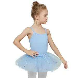 AM000004 فستان راقي للفتيات بتصميم جديد للتدريب على رقص الباليه مُزين بترتر جميل تنورة توتو