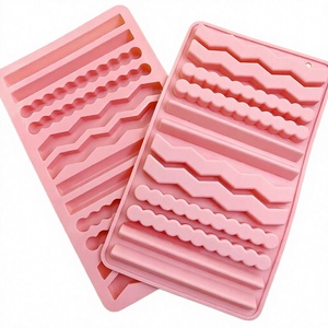 Moule à gâteau en silicone à 12 cavités, forme géométrique, réutilisable, pour résine, chocolat, bonbons, facile à démouler, rose - Product Image 3