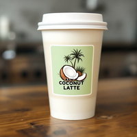Rouleau d'autocollant personnalisé d'étiquette de café brillant pour gobelet en plastique et en papier