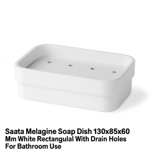 Jabonera de Melamina Saeta 130x85x60 mm Blanca Rectangular con Orificios de Drenaje para Baño - Product Image 3