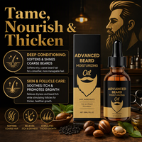 Kit de Croissance Barbe Végan Bio - Huile et Baume Hydratant Anti-Chute, Anti-Frisottis, Soulagement des Démangeaisons, Favorise une Barbe Plus Densa et Plus Épaisse