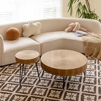Table gigogne ronde en placage de bois de 31,5 pouces avec pieds en forme d'épingle à cheveux pour salon