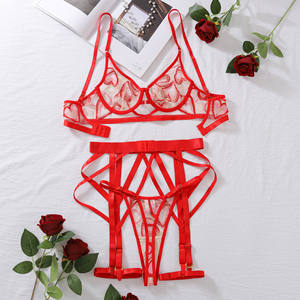 Ricamo cuore rosso fasciante Sexy vedere attraverso <span class=keywords><strong>Lingeries</strong></span> ufficio di alta qualità - Product Image 4