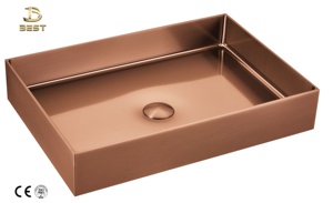 Lavabo cuadrado de alta gama moderno de acero inoxidable con escurridor para uso en el baño - Product Image 4