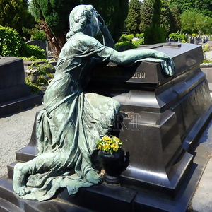 Estatua de bronce de tamaño real para dama <span class=keywords><strong>triste</strong></span> y sentada personalizada, artesanía de Metal para escultura de cementerio al aire libre, técnica de fundición de Adorno - Product Image 3