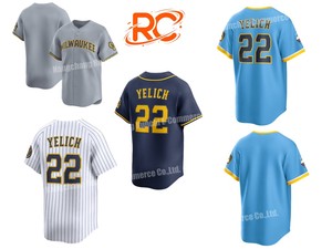 Grosir Milwaukee Brewers 2026 Berkualitas Tinggi #   22 Christian Yelich City Connect Jersey Pemain dengan Bordir Rahasia - Product Image 1
