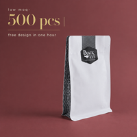 Sac à café personnalisé de qualité supérieure en papier kraft mat de 500 g avec fond plat et protection en feuille d'aluminium