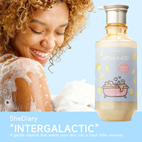 Gel douche doux intergalactique SheDiary pour peaux sensibles, gel douche hydratant rafraîchissant avec soie hydrolysée 500 ml