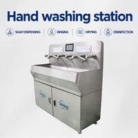 Station de désinfection sans contact pour le lavage des mains, unité pour usine alimentaire avec équipement intégré de rinçage, séchage et désinfection au savon