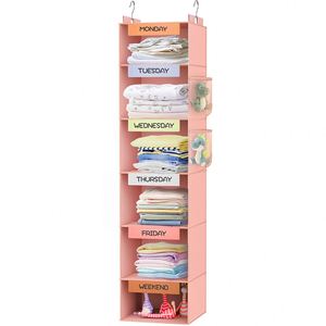 Organizador de Armario Colgante Semanal de 6 Estantes con 2 Ganchos Resistentes, Ahorra Espacio para el Dormitorio, Plegable - Product Image 3