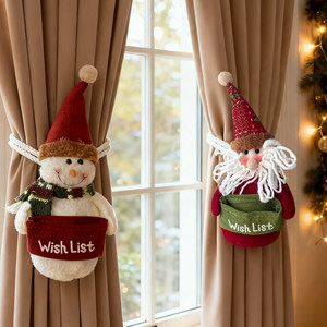 Correa Magnética <span class=keywords><strong>para</strong></span> Cortinas Navideñas, Personalizable, <span class=keywords><strong>de</strong></span> Poliéster, con Diseño <span class=keywords><strong>de</strong></span> <span class=keywords><strong>Muñeco</strong></span> <span class=keywords><strong>de</strong></span> <span class=keywords><strong>Nieve</strong></span>, Estilo Nórdico, <span class=keywords><strong>para</strong></span> Decoración Navideña del Hogar - Product Image 1
