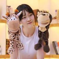 Marionnette à main en forme d'animal avec bouche mobile, figurine interactive en peluche qui peut ouvrir sa bouche