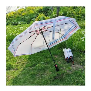 Cfu002bm Aangepaste 3-voudige Handmatige Open Witte Paraplu Moderne Warmteoverdracht Print Met Bedrijfslogo Voor Relatiegeschenken Voor Volwassenen