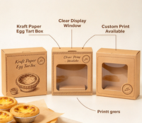 Boîte à tartelettes en papier kraft imprimée sur mesure, boîte à muffins avec fenêtre transparente, boîte d'emballage alimentaire à emporter OEM ODM
