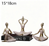 Artesanía de resina abstracta moderna para decoración interior de gimnasio Yoga Pose señora adorno de escritorio mujer figura arte escultura modelo