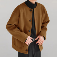 Blouson Bomber Décontracté Coréen Double Face à Boutonnage Simple, Coupe Ample Sans Col, Collection Automne/Hiver 2026
