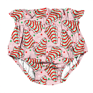 Kustom Natal cetak Ruffle celana pendek balita pinggang tinggi anak perempuan baru lahir musim panas anak-anak bayi Bloomer celana pendek - Product Image 4