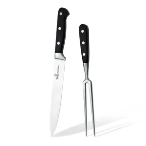 Thanksgiving day 2 piece set 8'' carving knife and 6'' meat fork with ABS handle