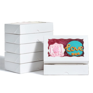 Kotak Kue Kardus Putih Ramah Lingkungan dengan Jendela Bergelombang Transparan, Kemasan Hadiah Mewah untuk Kue Kering, Dessert, dan Macaron - Product Image 4