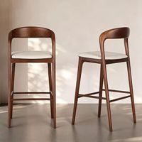 Tabouret de bar moderne en bois massif avec siège ergonomique et structure à quatre pieds robuste pour bar à domicile, salle à manger et usage commercial