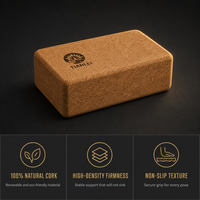 Brique de liège naturel haute densité en gros 9x6x3 pouces, antidérapante, avec logo personnalisé pour Pilates, salle de sport, studio, bloc de yoga en liège certifié BSCI