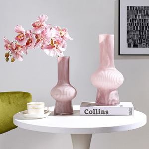 Jarrón de Vidrio Moderno Nórdico con Rayas, Decoración Interior de Lujo Ligero para Arreglos Florales en Bodas, Hogar o Sala de Estar - Product Image 2