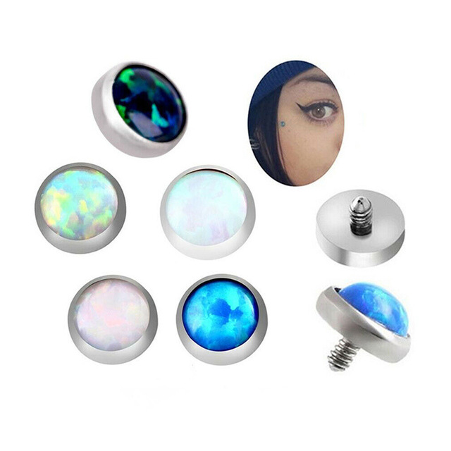 Youkeen Opal Dermal Titanium Piercing 14G Dermal Anchor Tops Microdermals Body Piercings Studs for Punk Wedding Setting Gift