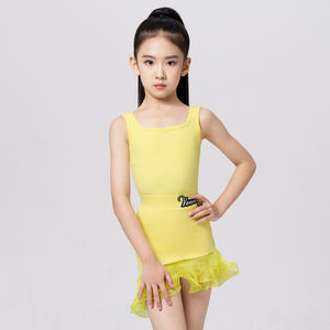 ヴェニースタイル ラテンダンスドレス 子供用 スパンデックス 練習着 スクエアカラー サスペンダートップ ヒップスカート トレーニング パフォーマンススーツ - Product Image 3