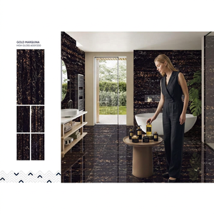 Azulejos de Porcelana Vitrificada Digital Negra Grafito 600x1200mm con Acabado Pulido Efecto Mármol para Pisos y Paredes Interiores - Product Image 3