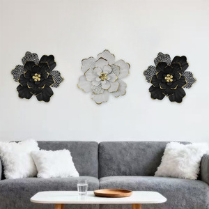 Decoración de Pared de Metal con Flores Tridimensionales de Estilo Bohemio para el Hogar, Arte de Pared para Sala de Estar - Product Image 1