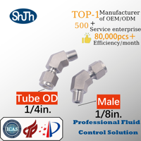 Raccord coudé à 45 degrés SHJH-LOK forgé haute pression en acier inoxydable 316 à tête lisse, fileté NPT, pour huile/eau/gaz/produits chimiques, conforme aux normes ASME ASTM BS